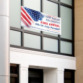 4 juli Parade Red White Blue Summer Company Spandoek (Buitenkant Gebouw)