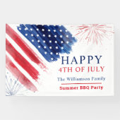 4 juli parade Rood Wit Blauw Feest Spandoek (Horizontaal)
