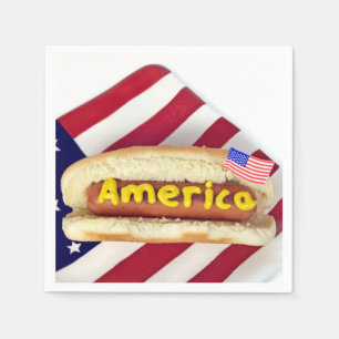 4 juli partij — hotdog op flag bord servet