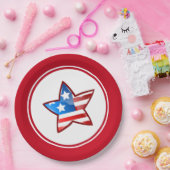 4 juli Partij Patriottische Ster Papieren Bordje (Feest)