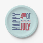 4 juli Partij Schattigee Amerikaanse Vlag Patriott Papieren Bordje (Voorkant)