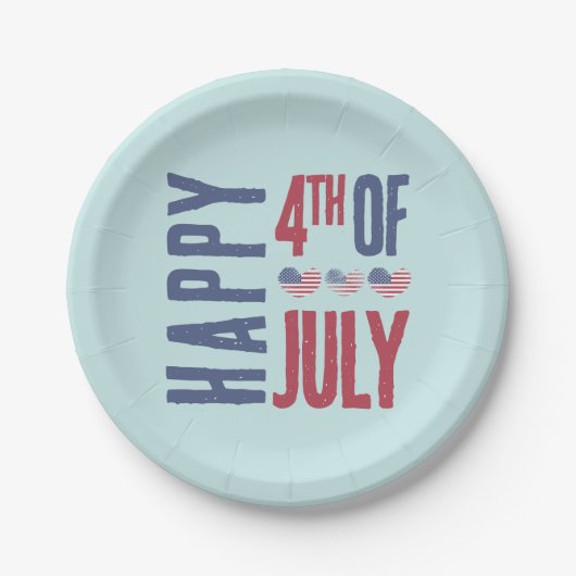 4 juli Partij Schattigee Amerikaanse Vlag Patriott Papieren Bordje (Voorkant)