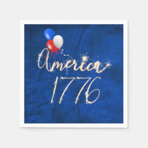 4 juli-partij Sparkler Blue Leather Napkins Servet