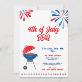 4 juli Party BBQ Patriottisch Rood Wit Blauw Kaart (Voorkant)