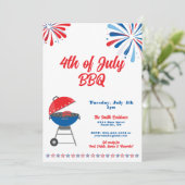 4 juli Party BBQ Patriottisch Rood Wit Blauw Kaart (Staand voorkant)