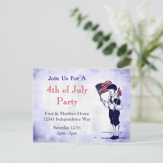 4 juli Party Custom Invitation Briefkaart (Staand voorkant)