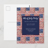 4 juli Party Invitation Briefkaart (Voorkant / Achterkant)