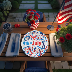 4 juli Party Paper Bord met Stars & Swirls