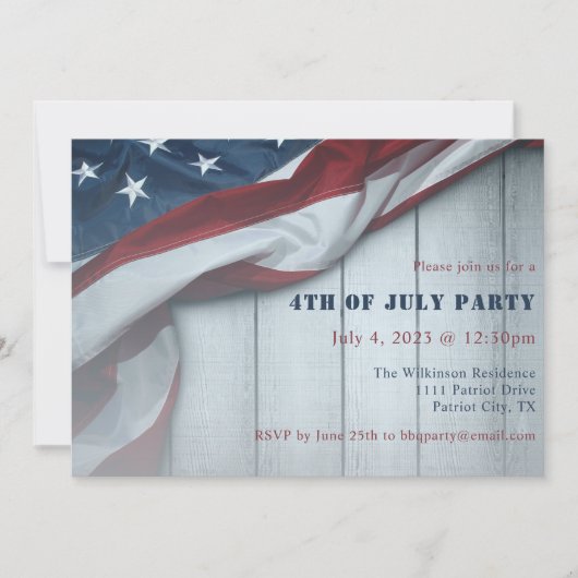 4 juli Party Rustieke sterren en Stripes Vlag Kaart (Voorkant)