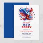 4 juli Patriotic American Eagle BBQ Uitnodigen Kaart (Voorkant / Achterkant)