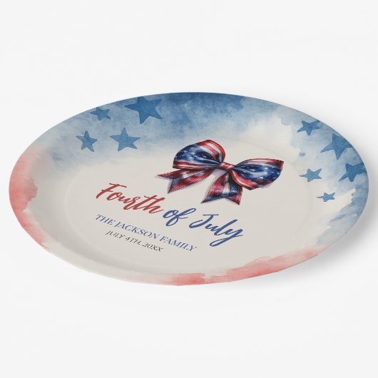 4 juli Patriotic Bow BBQ Party Papieren Bordje (Gekanteld)