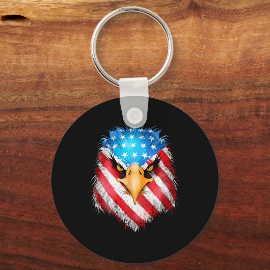 4 juli Patriotic Eagle Amerikaanse vlag Mannen Sleutelhanger (Voorkant)