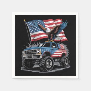 4 juli Patriotic Eagle Monster Truck Amerikaans Servet