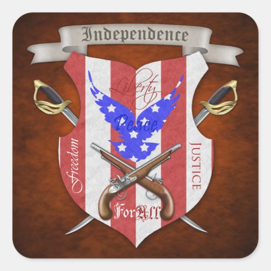 4 juli Patriotic Freedom Crest Stickers (Voorkant)