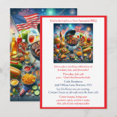4 juli Patriotic Holiday BBQ Uitnodiging (Voorkant / Achterkant)