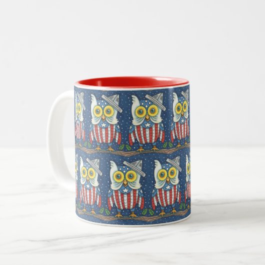 4 JULI PATRIOTIC HOOT OWL, TWEE TONEN MOK rood (Voorkant links)