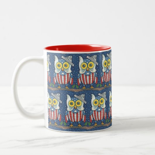 4 JULI PATRIOTIC HOOT OWL, TWEE TONEN MOK rood (Links)