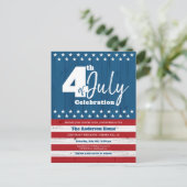 4 juli Patriotic Rustic Wood American Flag Uitnodiging Briefkaart (Staand voorkant)
