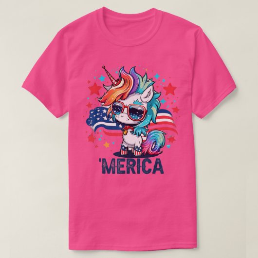 4 juli Patriotic Unicorn Merica T-shirt (Design voorkant)