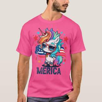 4 juli Patriotic Unicorn Merica T-shirt