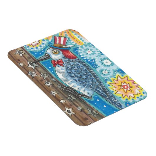 4 JULI PATRIOTIC WOODPECKER MAGNET MAGNEET (Rechterzijde)