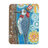 4 JULI PATRIOTIC WOODPECKER MAGNET MAGNEET (Verticaal)