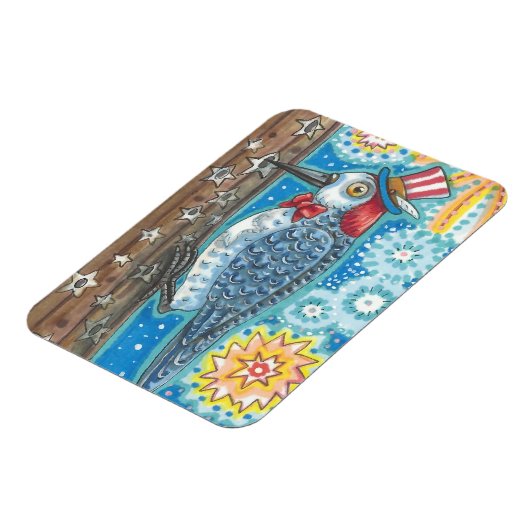 4 JULI PATRIOTIC WOODPECKER MAGNET MAGNEET (Linkerzijde)