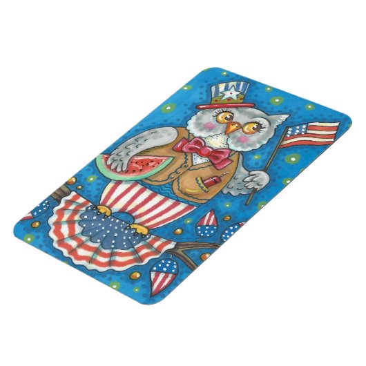 4 JULI PATRIOTISCH OWL MAGNET Large Magneet (Linkerzijde)