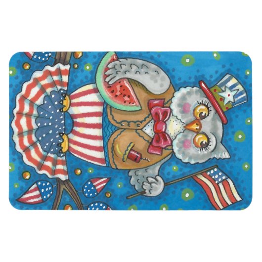 4 JULI PATRIOTISCH OWL MAGNET Large Magneet (Horizontaal)