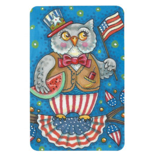 4 JULI PATRIOTISCH OWL MAGNET Large Magneet