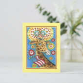 4 JULI PATRIOTISCHE GIRAFFE EN FIREWORKS Cute Fun Feestdagenkaart (Staand voorkant)