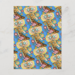 4 JULI PATRIOTISCHE GIRAFFE EN FIREWORKS Cute Fun Feestdagenkaart