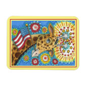 4 JULI PATRIOTISCHE GIRAFFE EN FIREWORKS Cute Fun Magneet (Horizontaal)