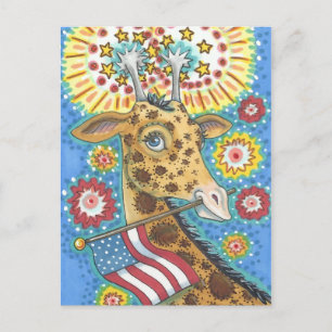 4 JULI PATRIOTISCHE GIRAFFE, HOLIDAY BRIEFKAART