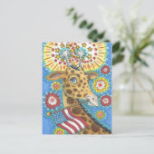 4 JULI PATRIOTISCHE GIRAFFE, HOLIDAY BRIEFKAART (Staand voorkant)