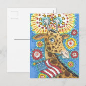 4 JULI PATRIOTISCHE GIRAFFE, HOLIDAY BRIEFKAART (Voorkant / Achterkant)