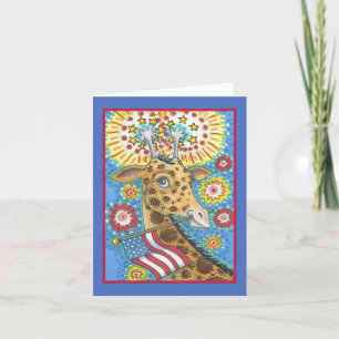 4 JULI, PATRIOTISCHE GIRAFFE NOOT KAART blanco