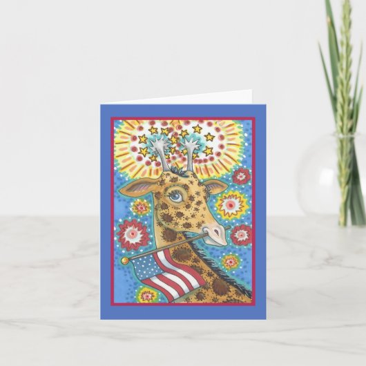 4 JULI, PATRIOTISCHE GIRAFFE NOOT KAART blanco (Voorkant)