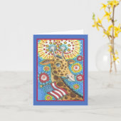 4 JULI, PATRIOTISCHE GIRAFFE NOOT KAART blanco (Gele Bloem)