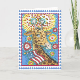 4 JULI, PATRIOTISCHE GIRAFFE WENSKAART Verse Kaart