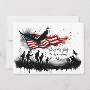 4 juli Patriotische Kunst met Vlag & Soldaten
