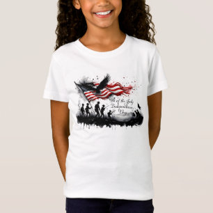 4 juli Patriotische Kunst met Vlag & Soldaten T-shirt