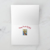 4 JULI PATRIOTISCHE TWEE GIRAFFES, FIREWORKS Fun Feestdagen Kaart (Binnen)