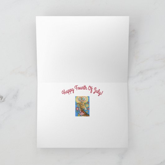 4 JULI PATRIOTISCHE TWEE GIRAFFES, FIREWORKS Fun Feestdagen Kaart (Binnen)