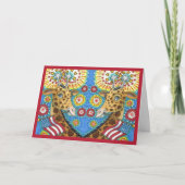 4 JULI PATRIOTISCHE TWEE GIRAFFES, FIREWORKS Fun Feestdagen Kaart (Voorkant)