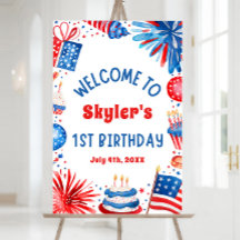 4 juli Patriottisch 1e verjaardagsfeest Welkom bor
