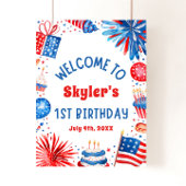 4 juli Patriottisch 1e Verjaardagsfeestje Welkomst Poster