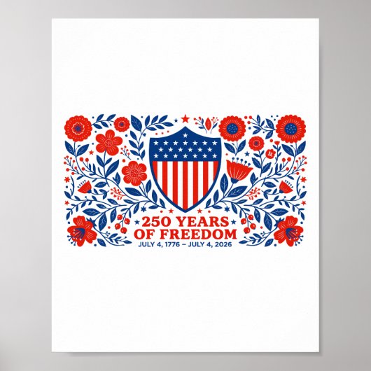 4 juli Patriottisch 250ste Verjaardag 250 Jaar Poster (Voorkant)