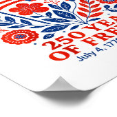 4 juli Patriottisch 250ste Verjaardag 250 Jaar Poster (Hoek)