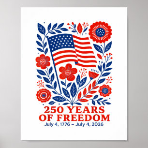 4 juli Patriottisch 250ste Verjaardag 250 Jaar Poster